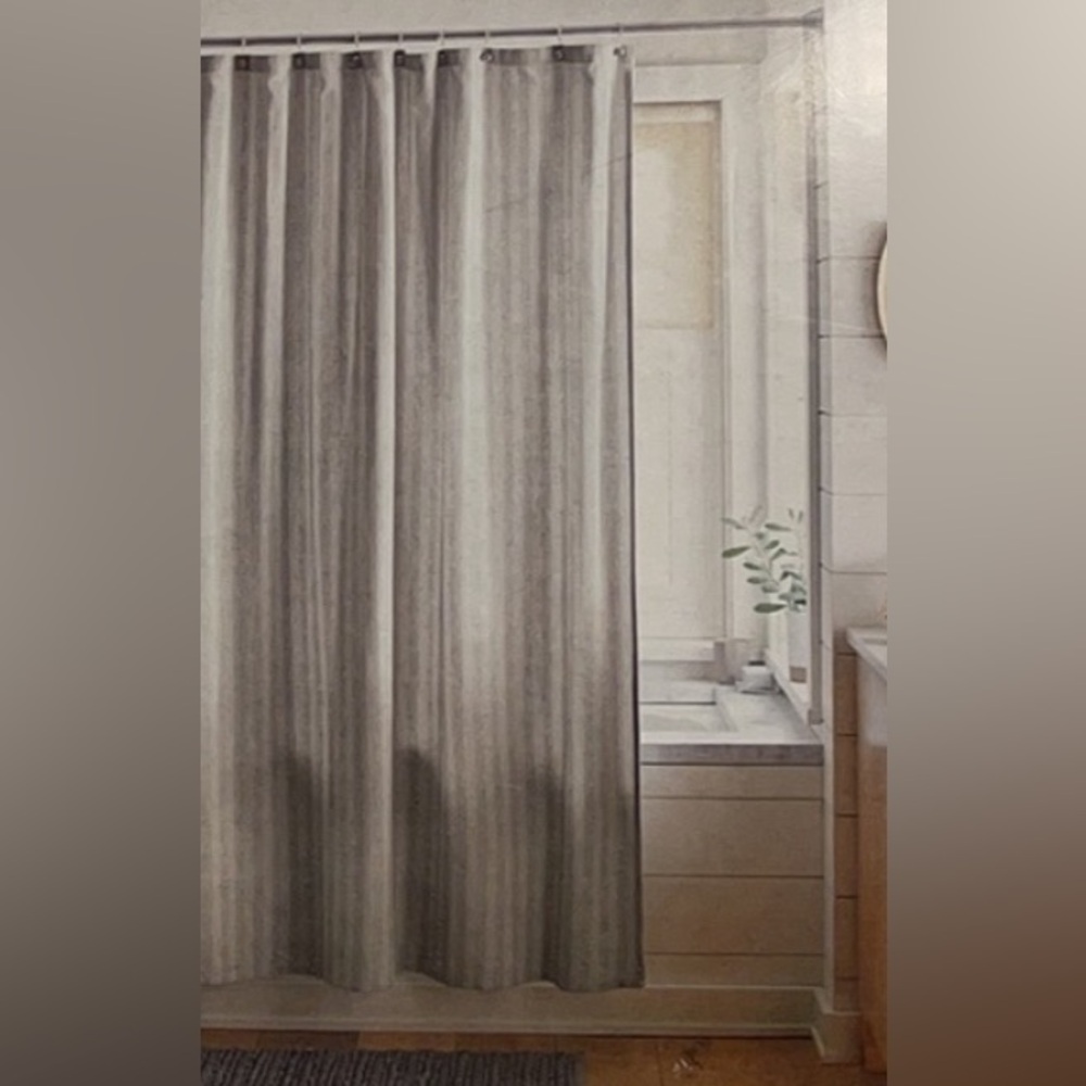 Threshold Gray Herringbone 2 tone shower curtain